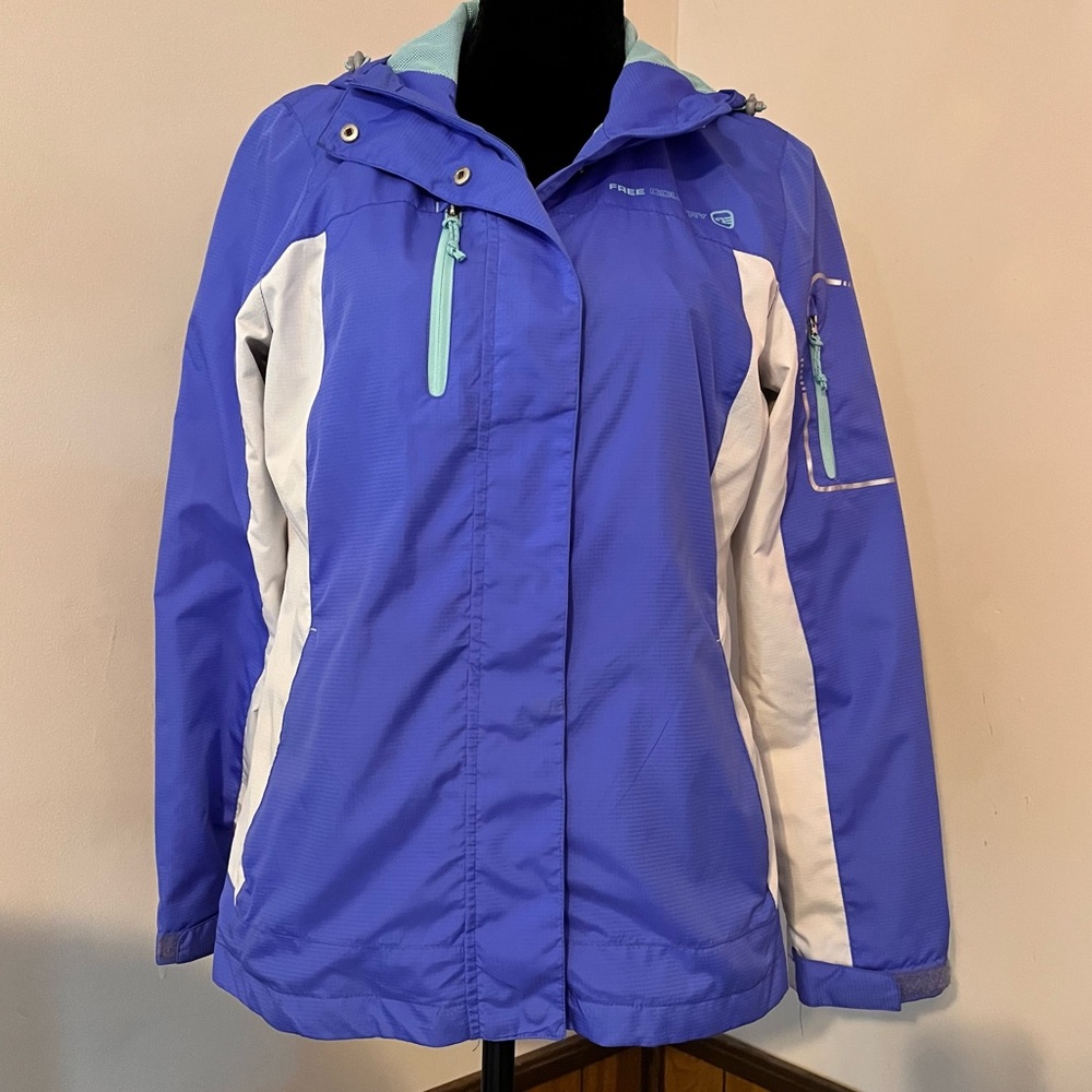 Free Country Athletx purplish blue rain jacket. Ladies’ Medium.EUC & smoke-free.